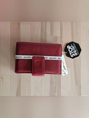 NWT Kim Rogers Red Leather RFID Blocking Compact Bifold Wallet